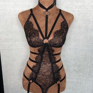 Music Legs Black Lace Lingerie